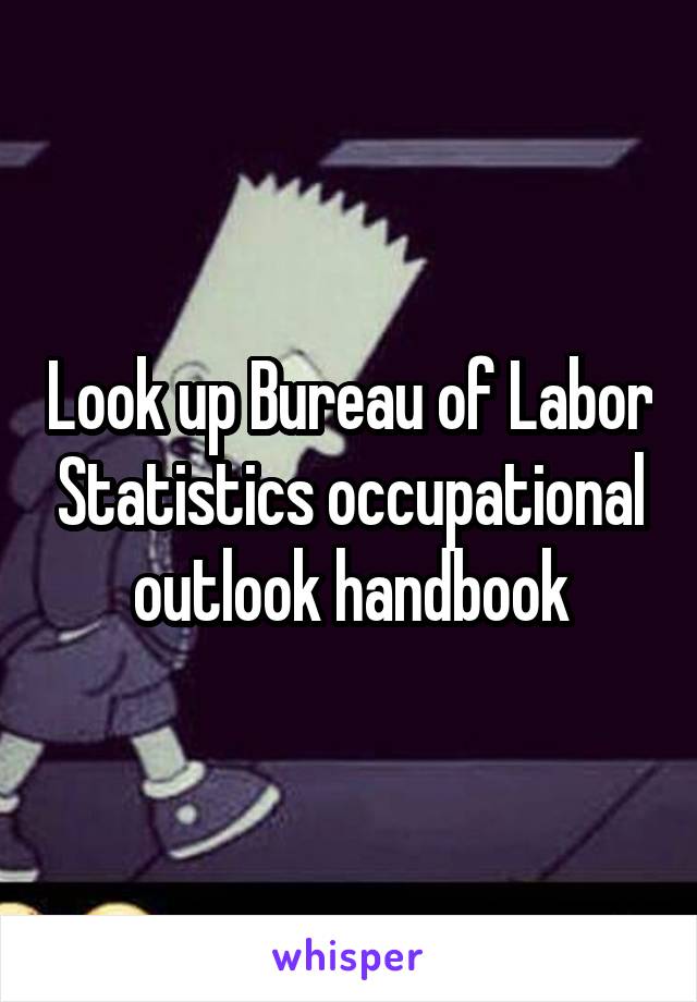 Look up Bureau of Labor Statistics occupational outlook handbook