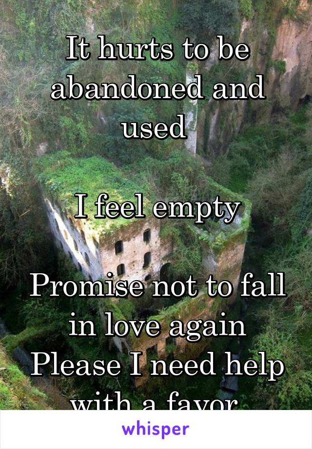 It hurts to be abandoned and used 

I feel empty

Promise not to fall in love again
Please I need help with a favor 