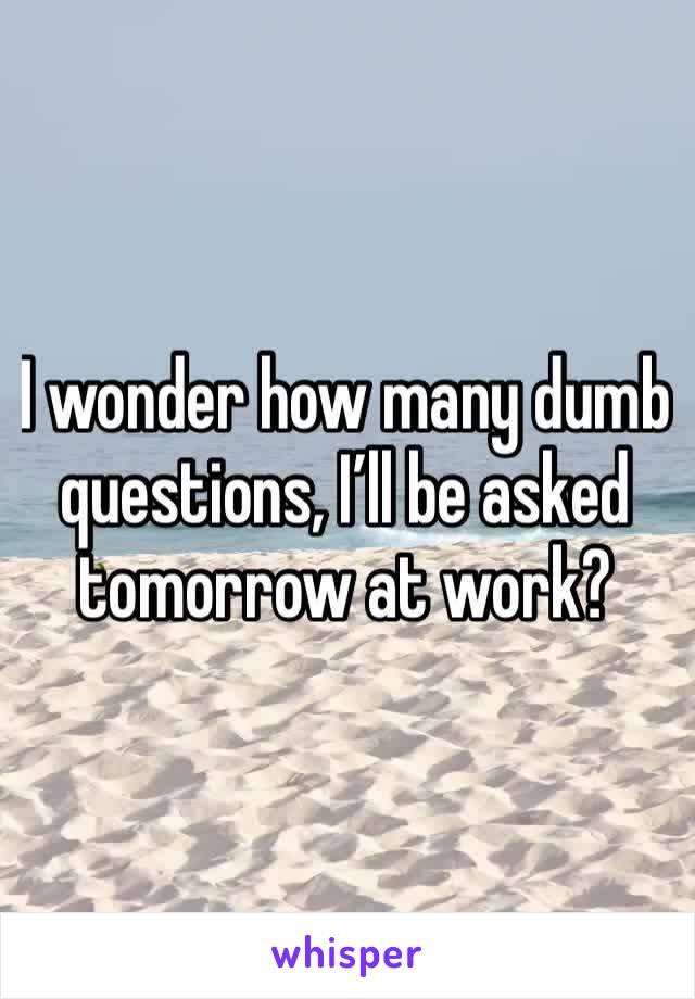 I wonder how many dumb questions, I’ll be asked tomorrow at work?