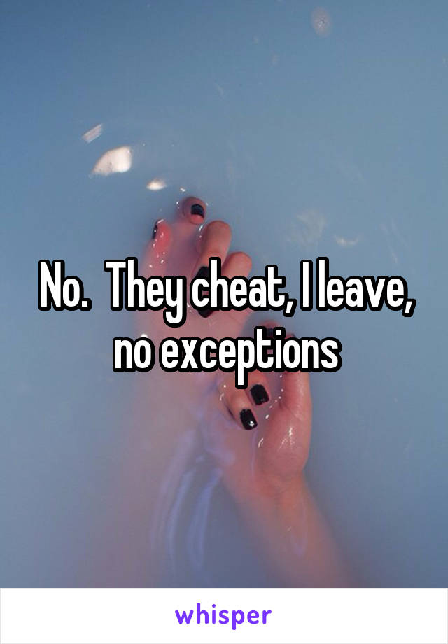 No.  They cheat, I leave, no exceptions