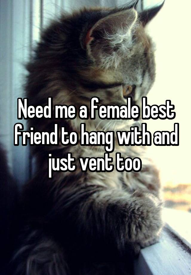 Need me a female best friend to hang with and just vent too 