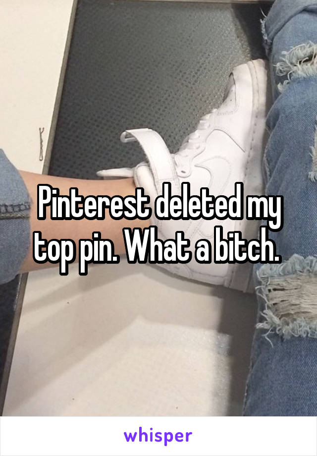 Pinterest deleted my top pin. What a bitch. 