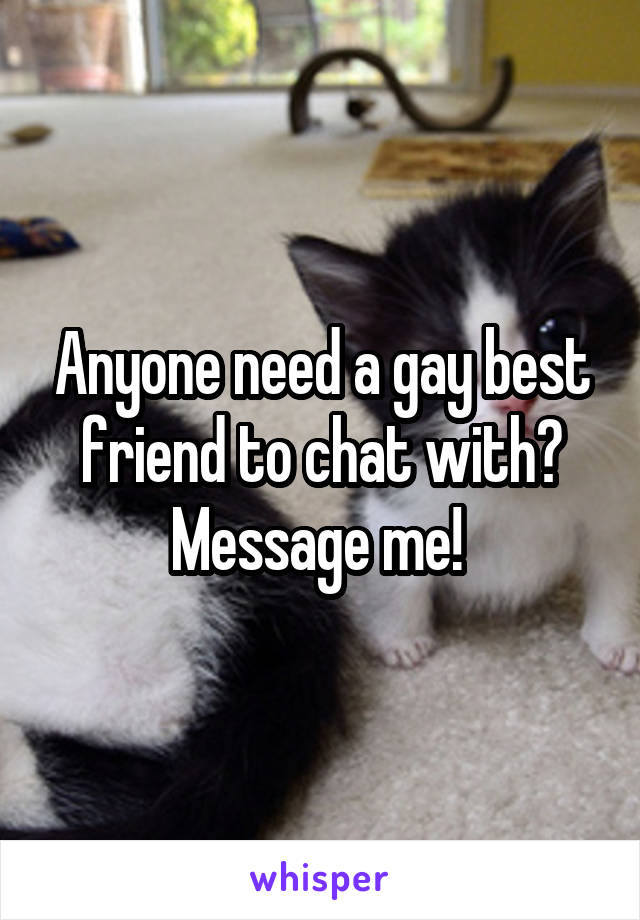 Anyone need a gay best friend to chat with? Message me! 