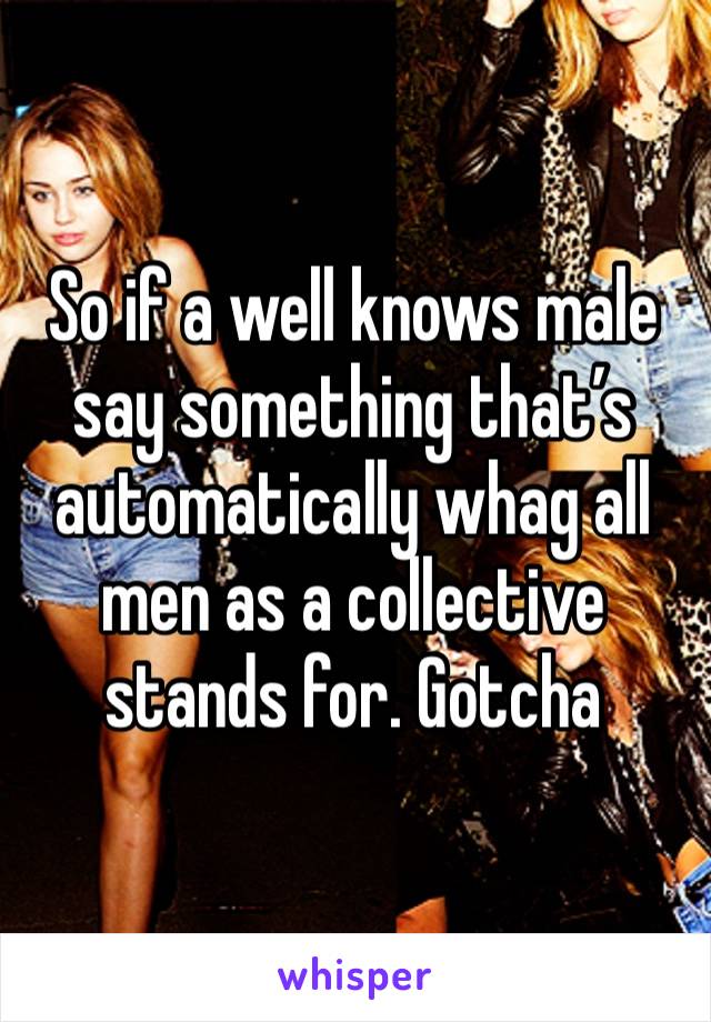 So if a well knows male say something that’s automatically whag all men as a collective stands for. Gotcha 