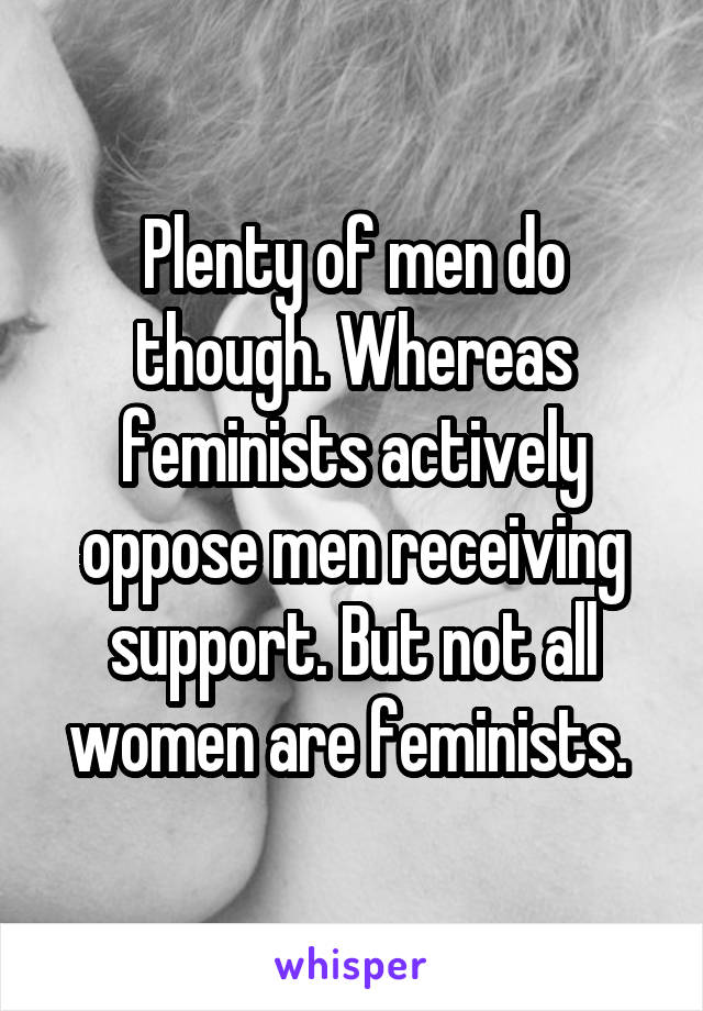 Plenty of men do though. Whereas feminists actively oppose men receiving support. But not all women are feminists. 