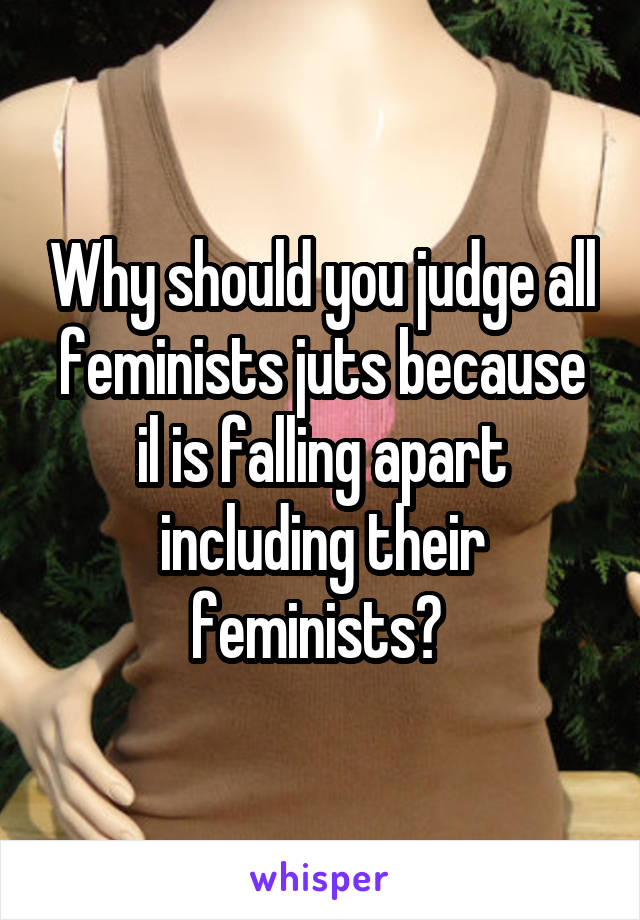 Why should you judge all feminists juts because il is falling apart including their feminists? 