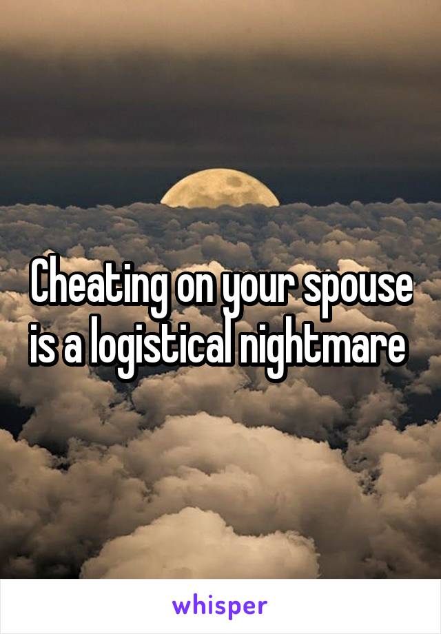 Cheating on your spouse is a logistical nightmare 