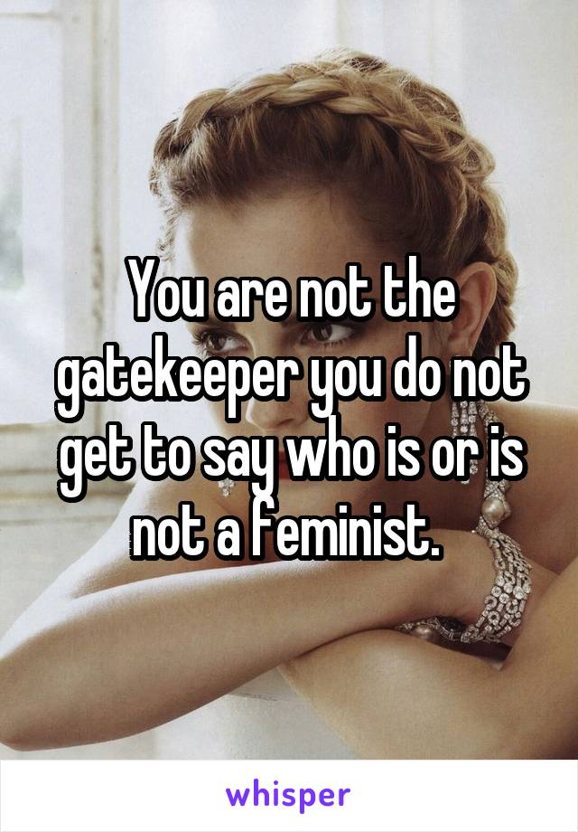 You are not the gatekeeper you do not get to say who is or is not a feminist. 