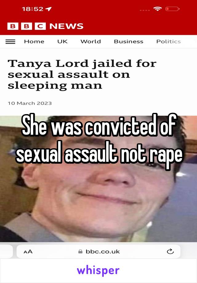 She was convicted of sexual assault not rape