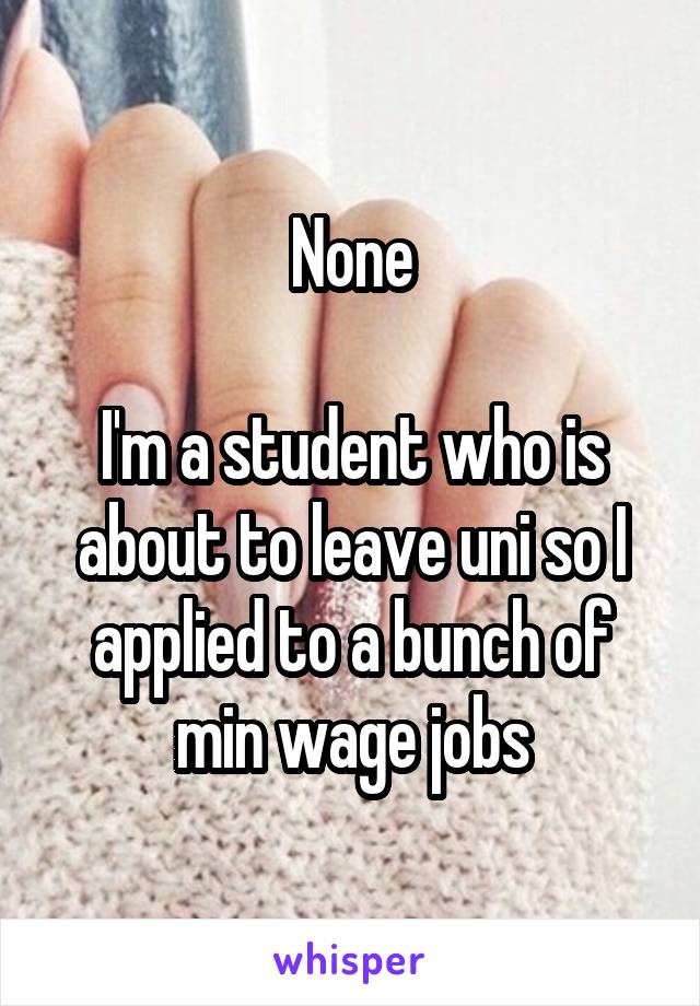 None

I'm a student who is about to leave uni so I applied to a bunch of min wage jobs