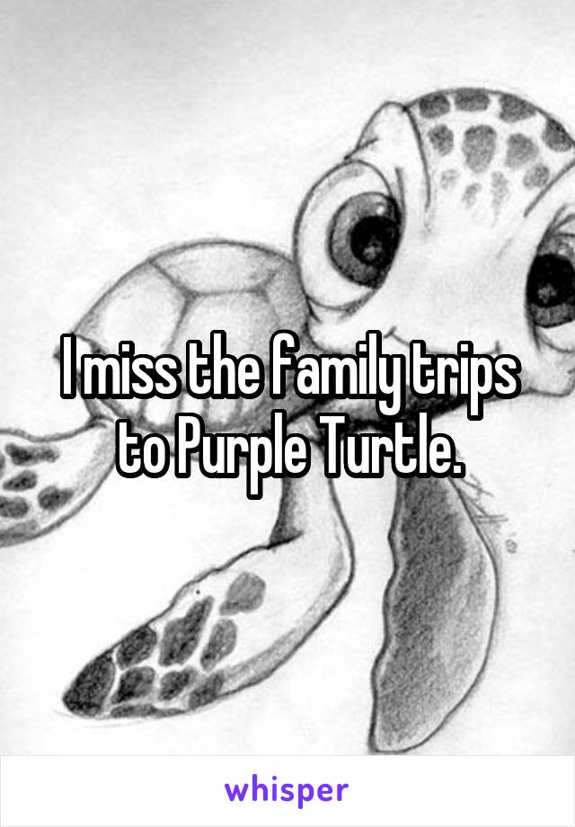 I miss the family trips to Purple Turtle.