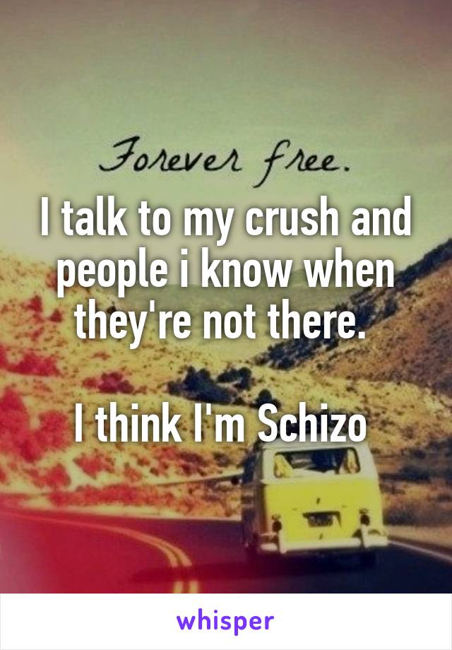 I talk to my crush and people i know when they're not there. 

I think I'm Schizo 