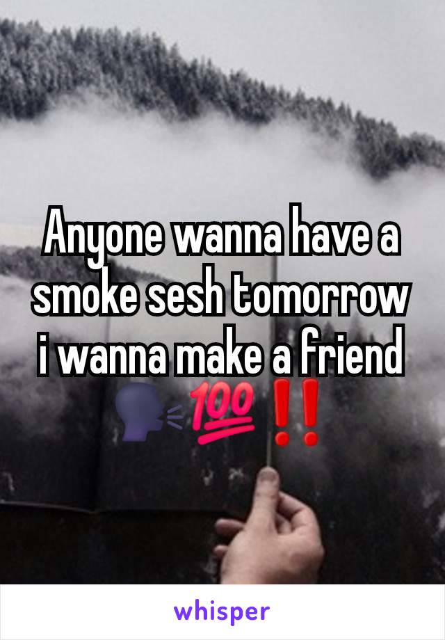 Anyone wanna have a smoke sesh tomorrow i wanna make a friend 🗣💯‼️