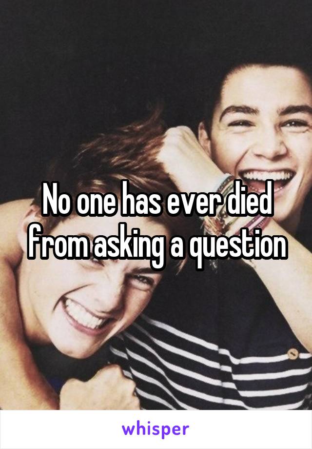 No one has ever died from asking a question