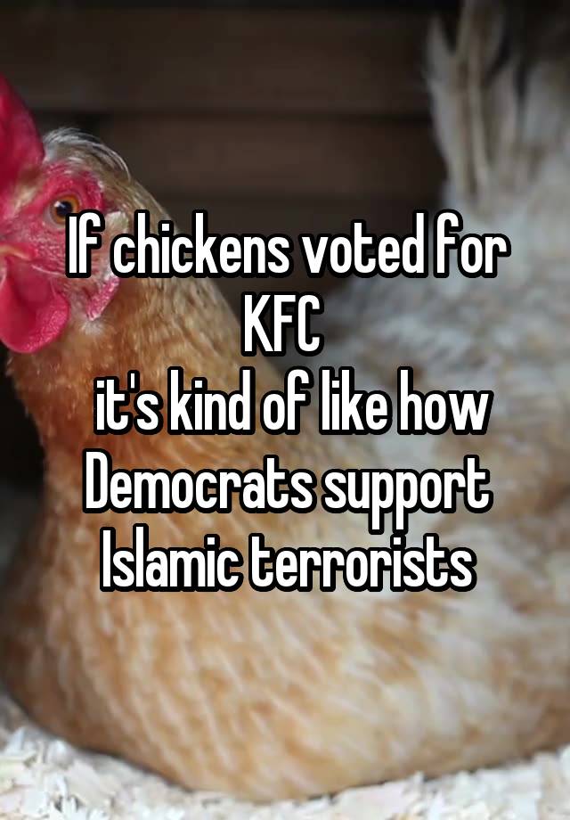  If chickens voted for KFC 
 it's kind of like how Democrats support Islamic terrorists