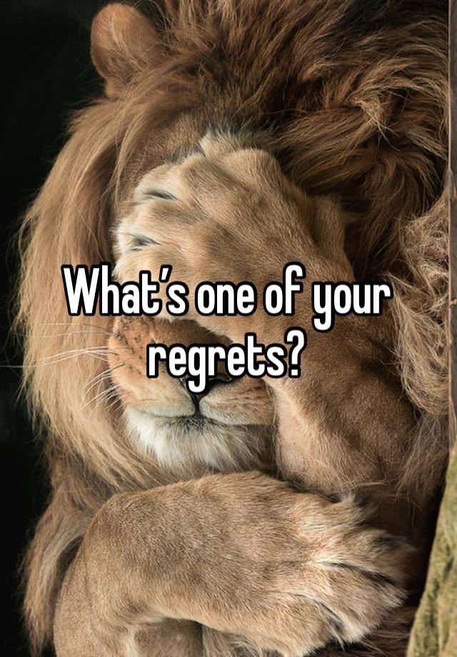 What’s one of your regrets?