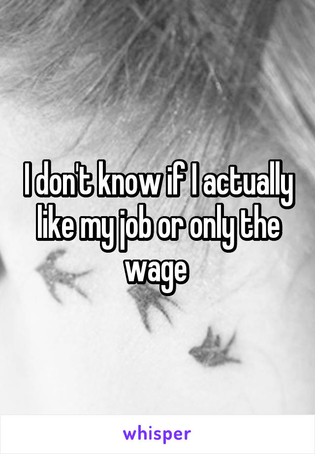 I don't know if I actually like my job or only the wage 