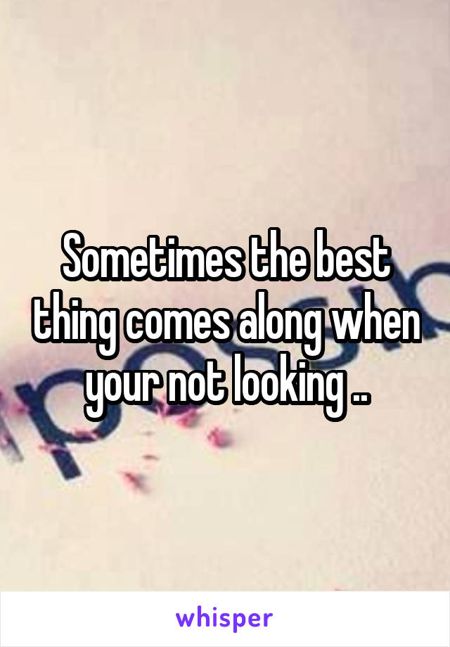 Sometimes the best thing comes along when your not looking ..