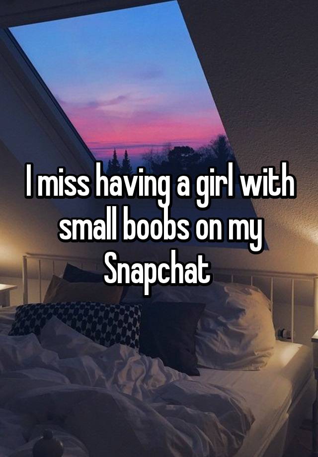 I miss having a girl with small boobs on my Snapchat 