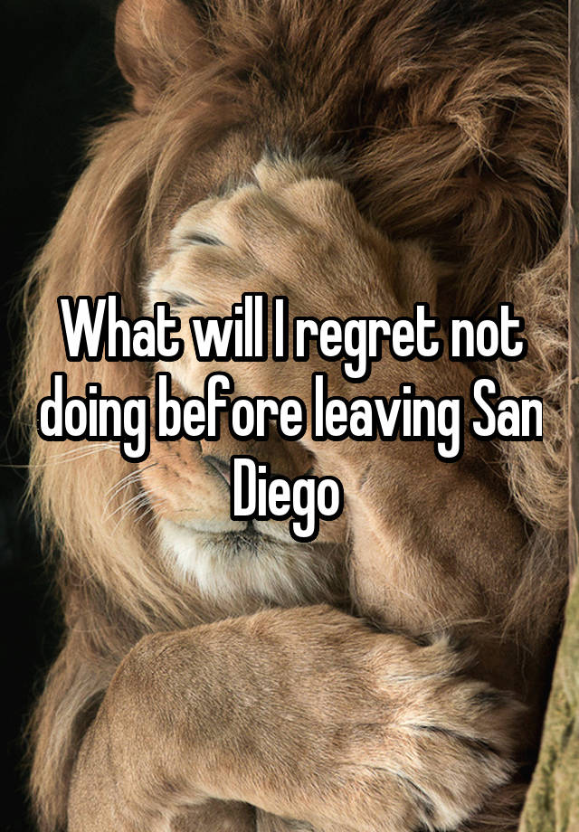 What will I regret not doing before leaving San Diego 