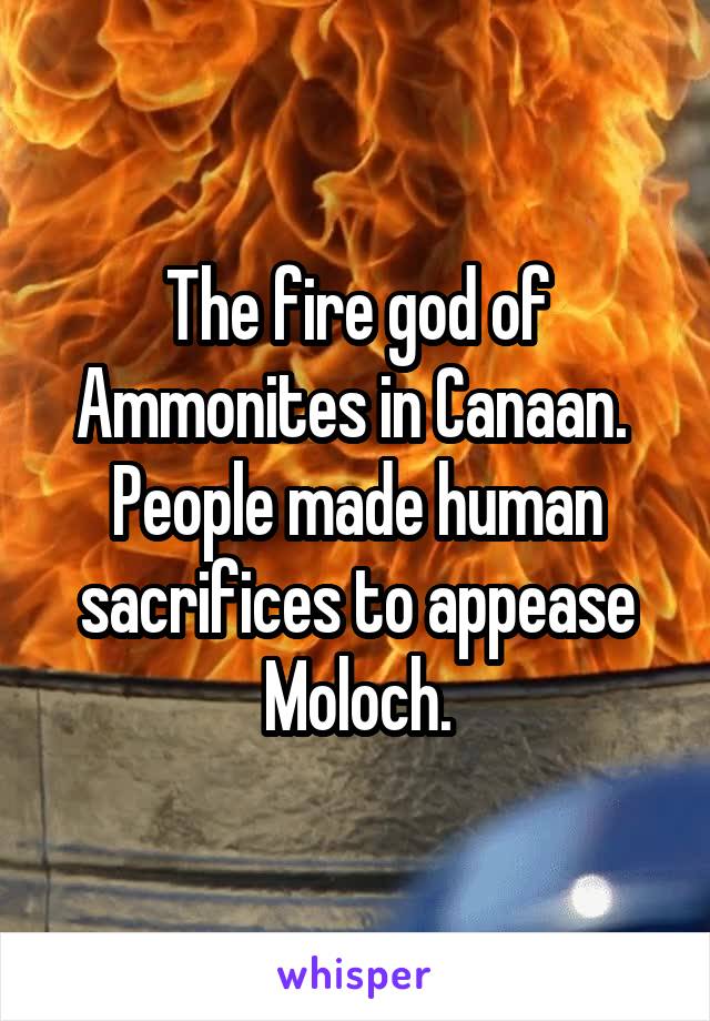 The fire god of Ammonites in Canaan.  People made human sacrifices to appease Moloch.