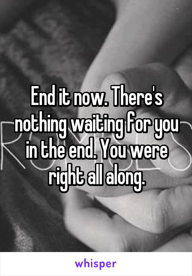 End it now. There's nothing waiting for you in the end. You were right all along.