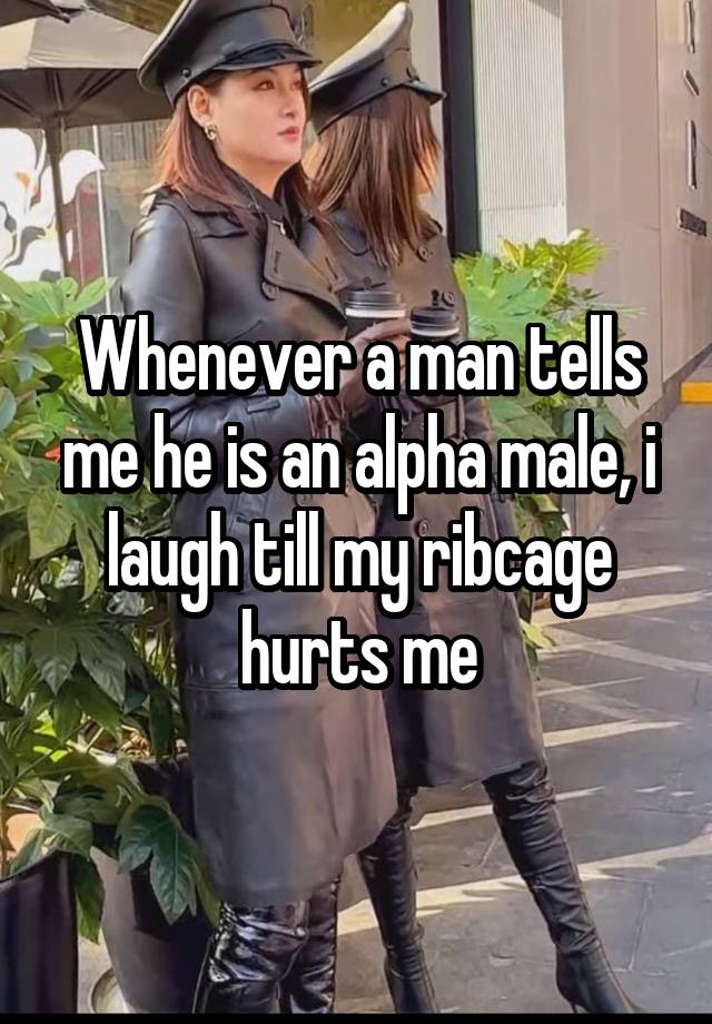 Whenever a man tells me he is an alpha male, i laugh till my ribcage hurts me