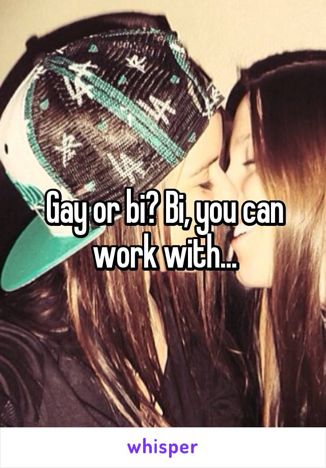 Gay or bi? Bi, you can work with...