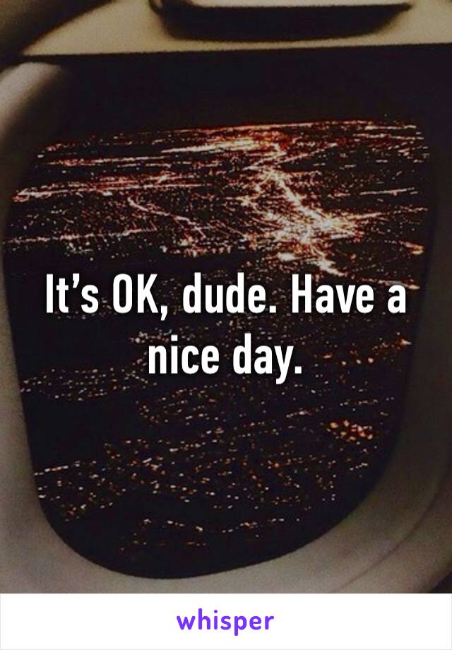 It’s OK, dude. Have a nice day. 