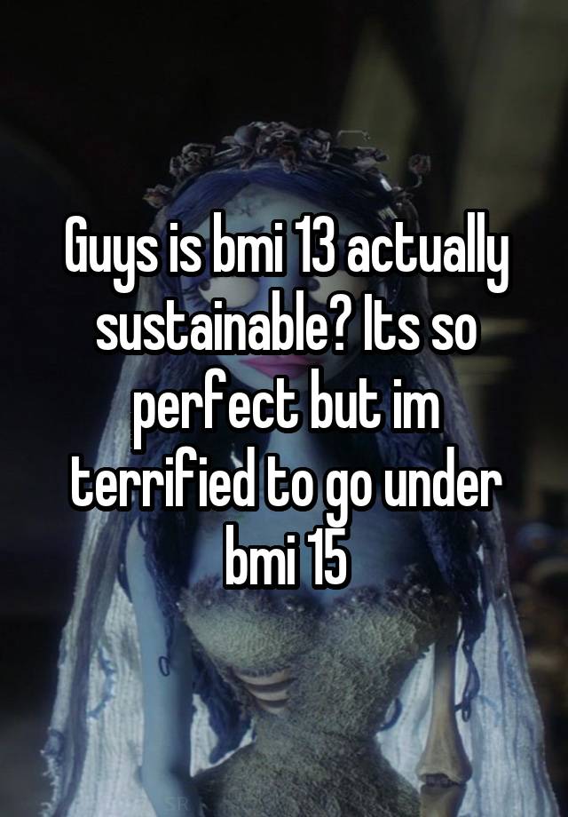 Guys is bmi 13 actually sustainable? Its so perfect but im terrified to go under bmi 15