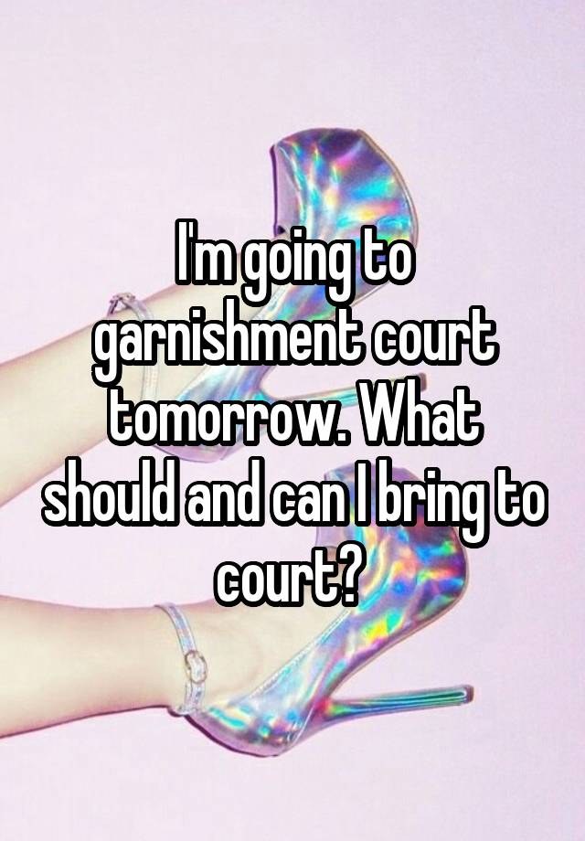 I'm going to garnishment court tomorrow. What should and can I bring to court? 