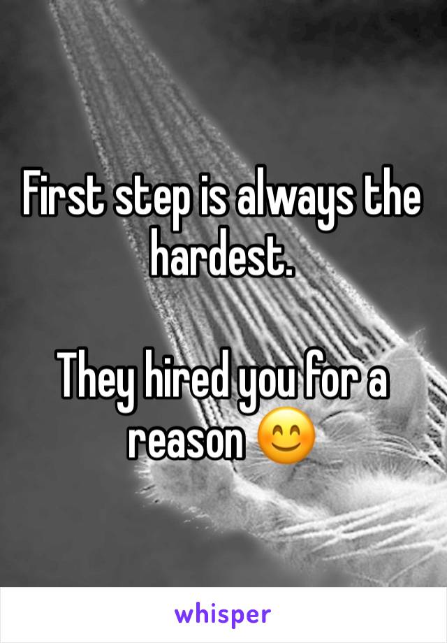 First step is always the hardest.

They hired you for a reason 😊