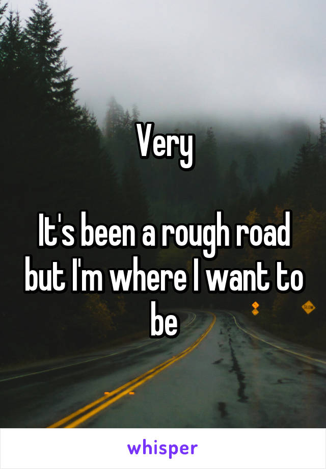 Very

It's been a rough road but I'm where I want to be