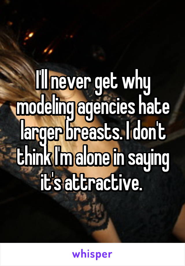 I'll never get why modeling agencies hate larger breasts. I don't think I'm alone in saying it's attractive. 