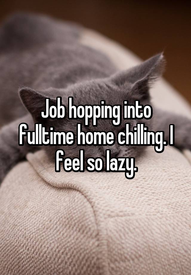 Job hopping into fulltime home chilling. I feel so lazy.