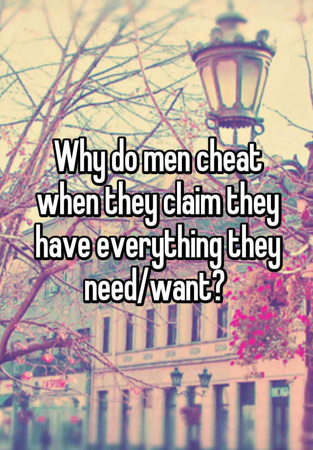 Why do men cheat when they claim they have everything they need/want? 