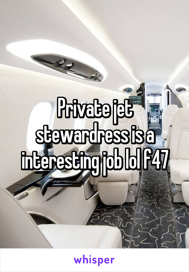 Private jet stewardress is a interesting job lol f47