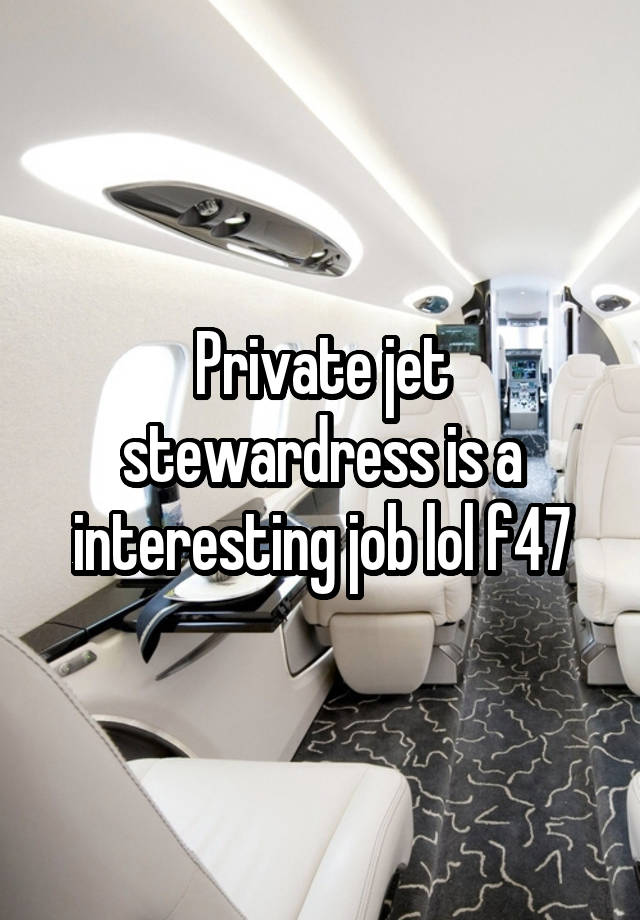 Private jet stewardress is a interesting job lol f47