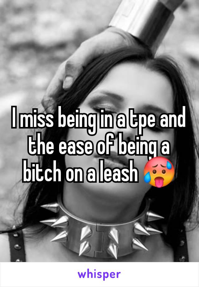 I miss being in a tpe and the ease of being a bitch on a leash 🥵