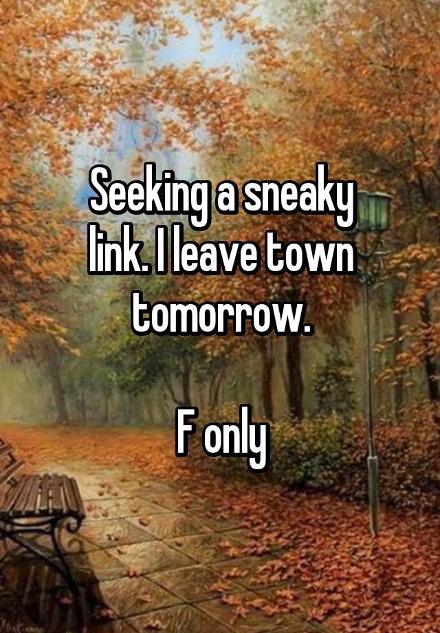 Seeking a sneaky
link. I leave town
tomorrow.

F only