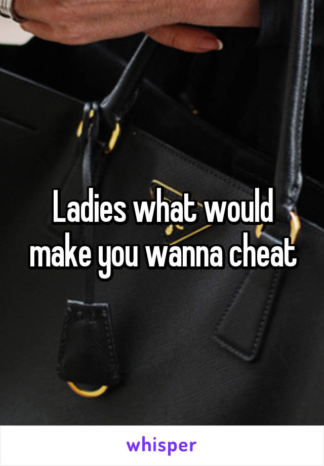 Ladies what would make you wanna cheat