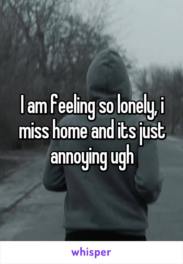 I am feeling so lonely, i miss home and its just annoying ugh