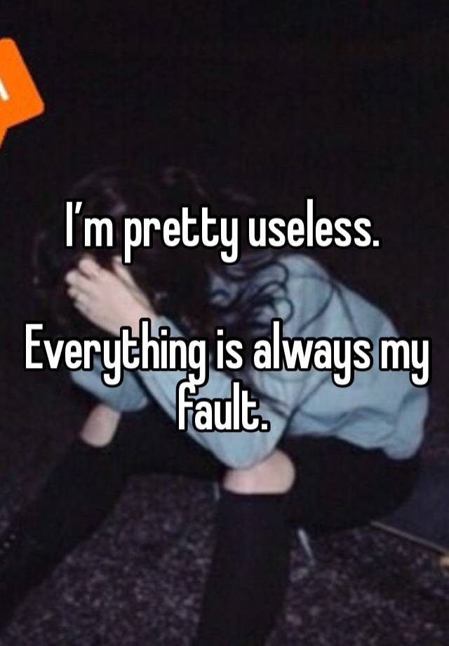 I’m pretty useless.

 Everything is always my fault. 