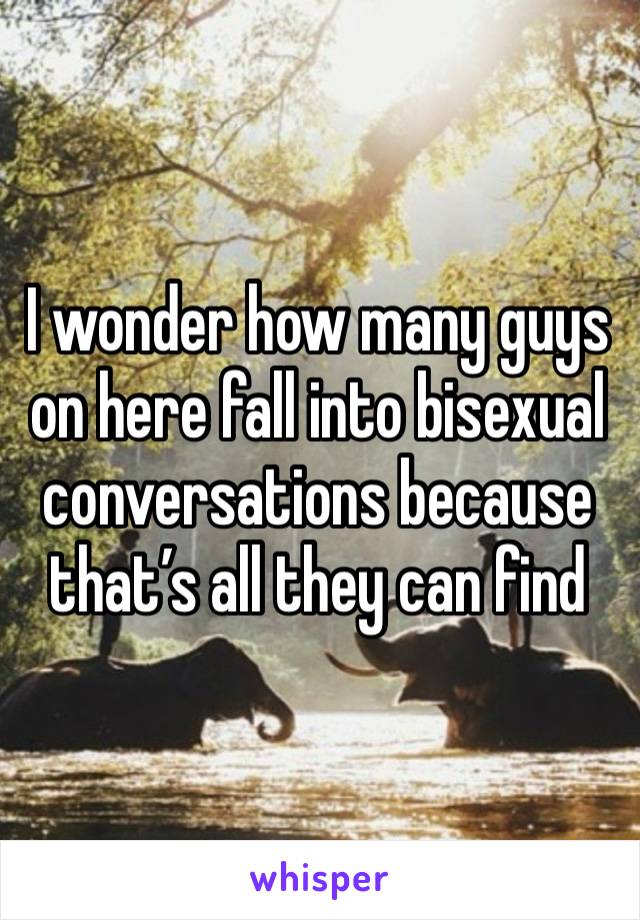 I wonder how many guys on here fall into bisexual conversations because that’s all they can find