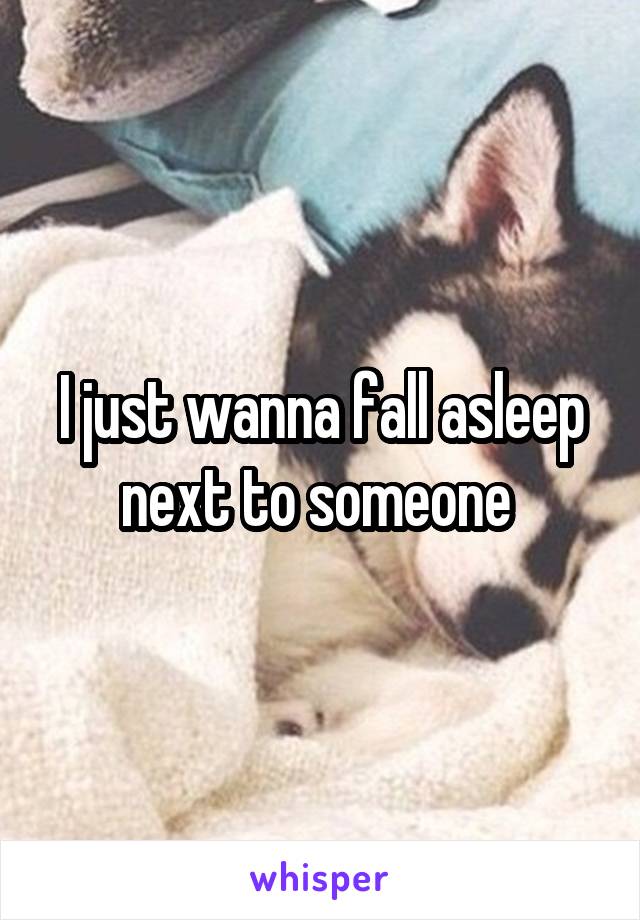 I just wanna fall asleep next to someone 