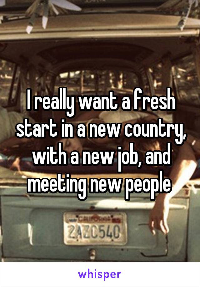 I really want a fresh start in a new country, with a new job, and meeting new people 