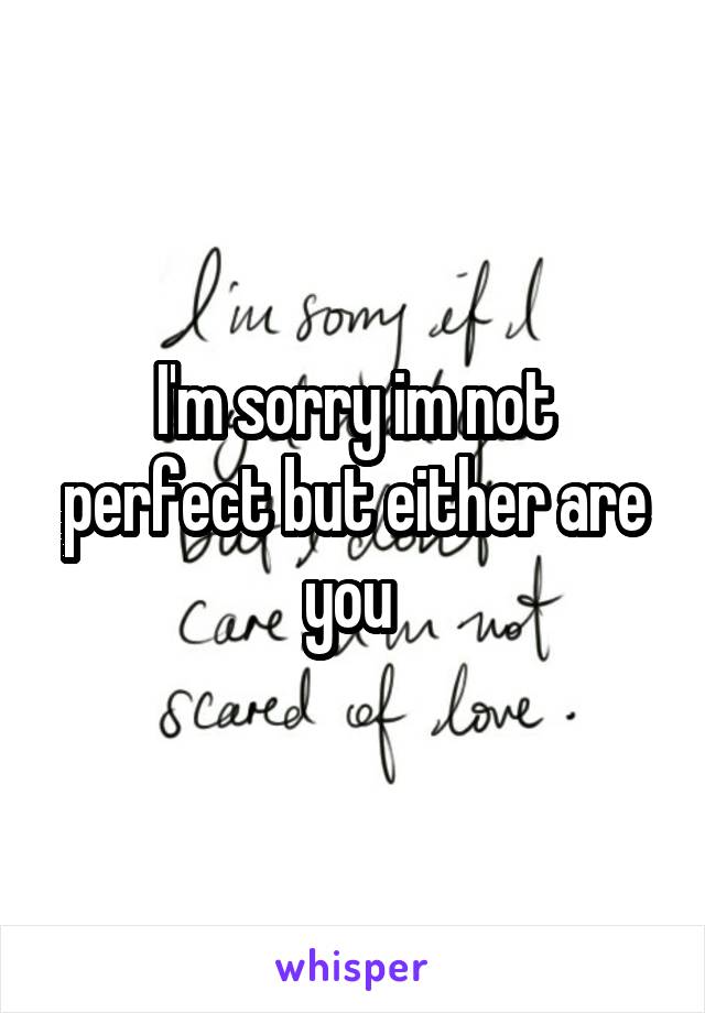 I'm sorry im not perfect but either are you 