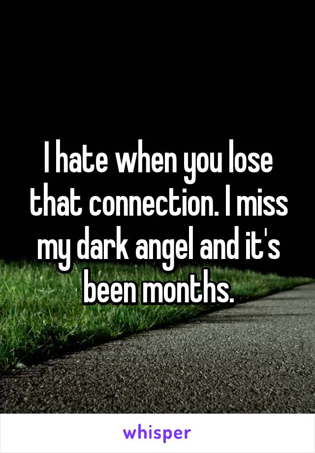 I hate when you lose that connection. I miss my dark angel and it's been months.