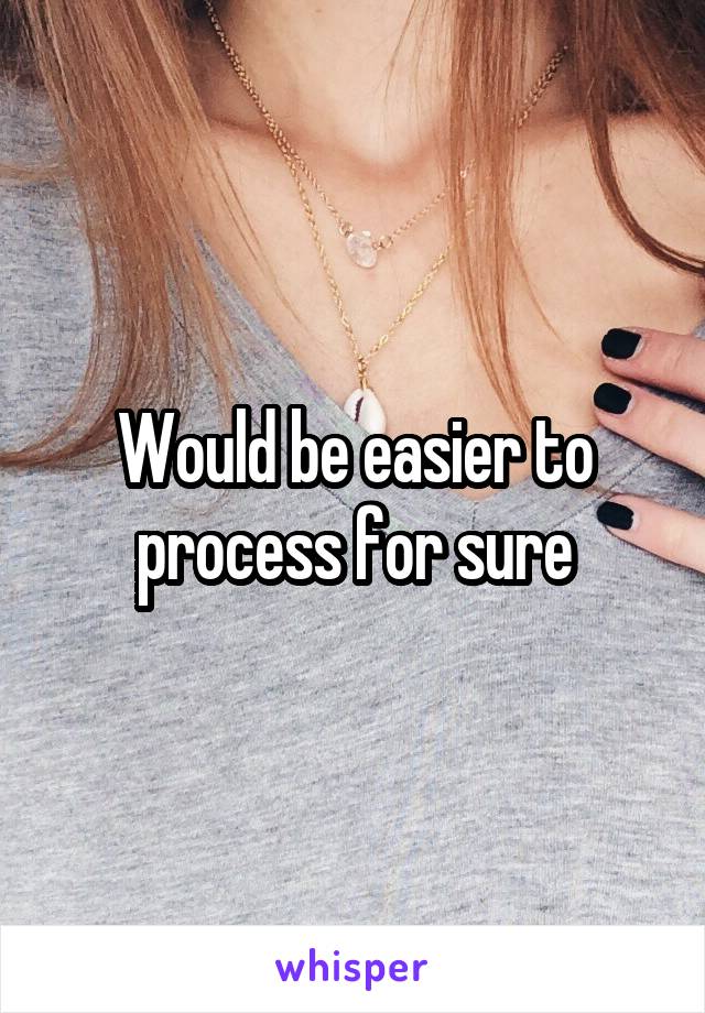 Would be easier to process for sure