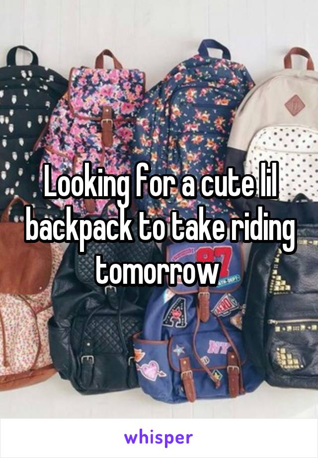 Looking for a cute lil backpack to take riding tomorrow 